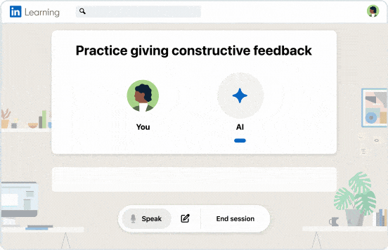 UI featuring role play and feedback feature.