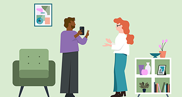 Illustration of a person recording another on a phone