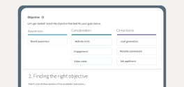screen showing objective based advertising