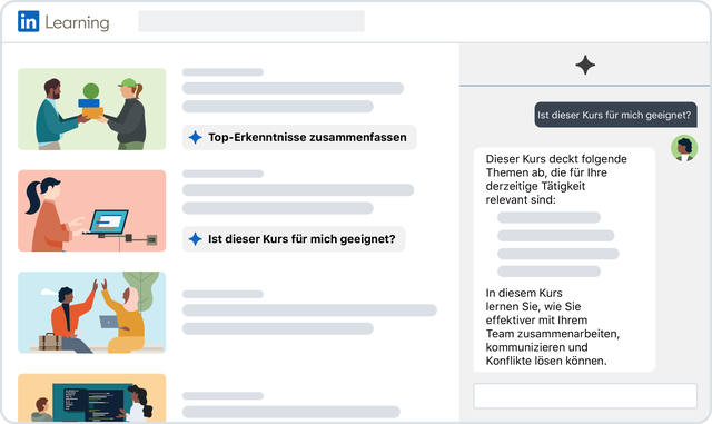 Illustration der UI von LinkedIn Learning