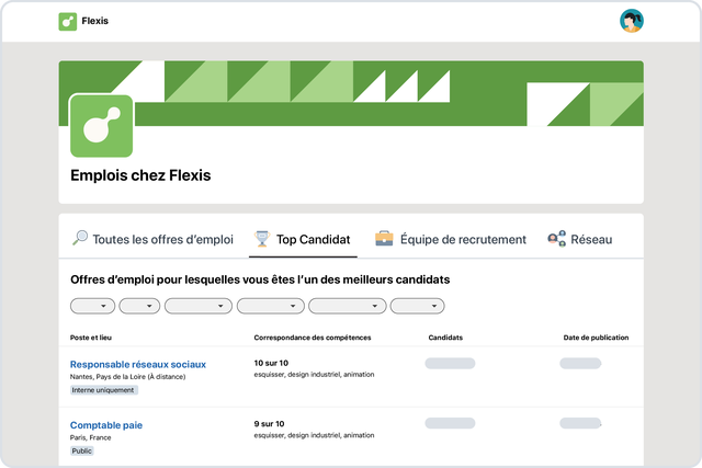 Illustration de l’interface utilisateur Toutes les offres d’emploi de votre entreprise.