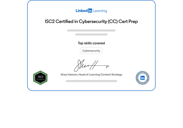 UI of a cybersecurity certificate