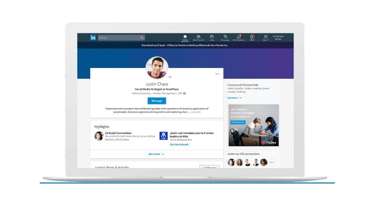 Screenshot of a LinkedIn profile on desktop