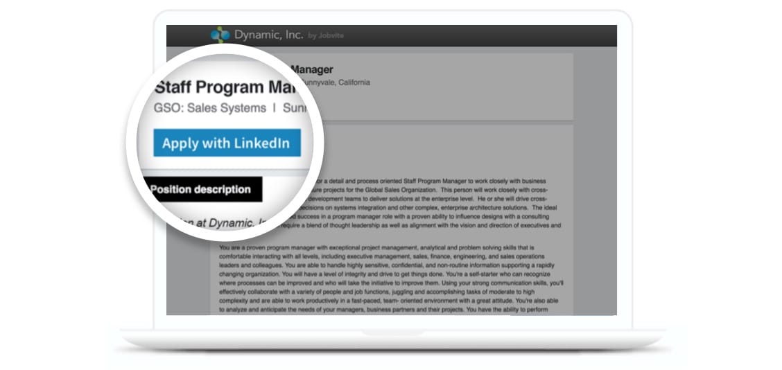 Image of in product add apply with LinkedIn