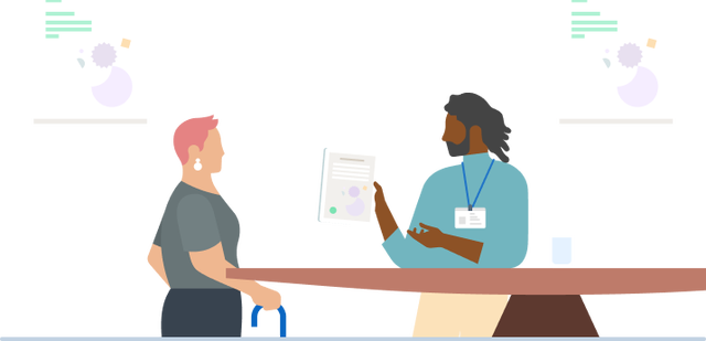 Illustration of professionals discussing strategic scope