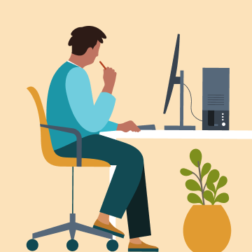 Illustration of professional working on a desktop