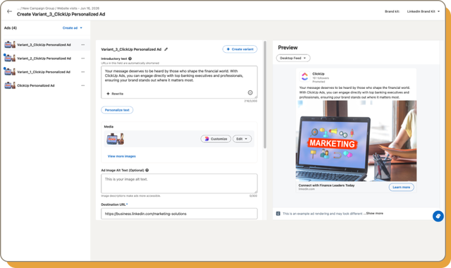 Digital dashboard creating personalized marketing campaign ad