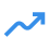 Blue upward arrow growth chart icon