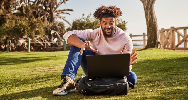 Image of professional laerning from a park