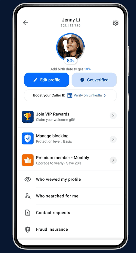 Show LinkedIn verifications on Truecaller