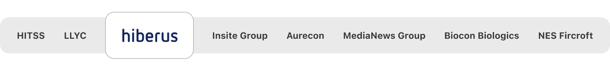 HITSS, LLYC, hiberus TECNOLOGIA, Insite Group, Aurecon, MediaNews Group, Biocon Biologics y NES Fircroft