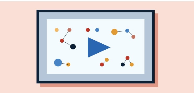 A screen with play button in the middle