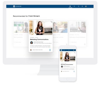 Screenshot of Microsoft Project Weekly Tips LinkedIn Learning course on a desktop screen and mobile screen