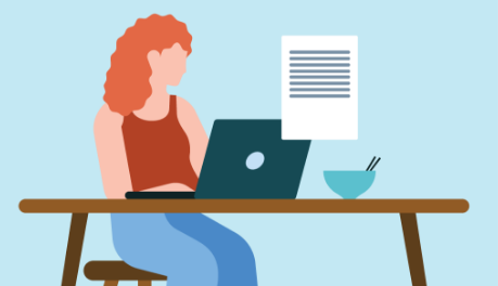 Illustration of a person on a computer