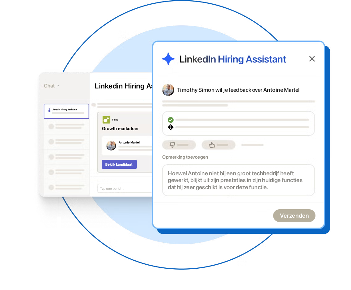 Interface van LinkedIn Hiring Assistant