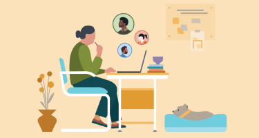 Illustration of a professional working on a laptop