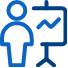 Pictogram van een persoon die een lijngrafiek presenteert.