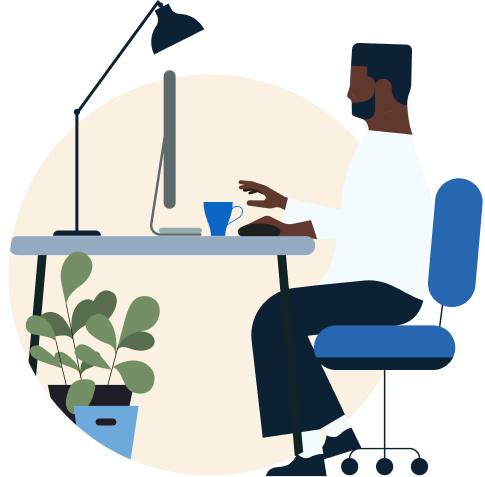 illustration of a professional study at home