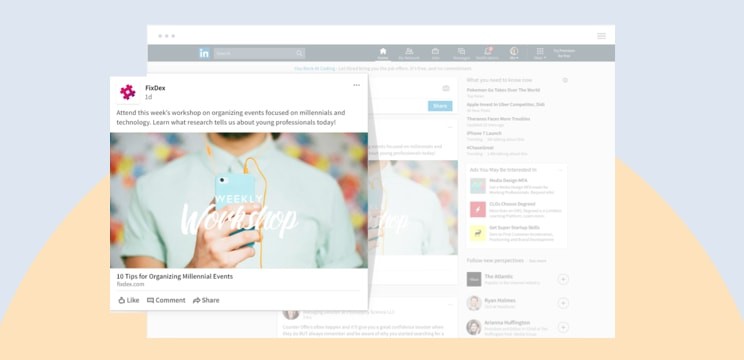 Screenshot from the LinkedIn feed with Sponsored Content ad highlighted