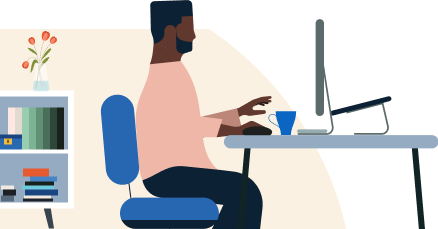 Immagine di una persona che lavora al computer da casa