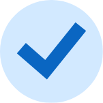 Blue check mark icon on light circle