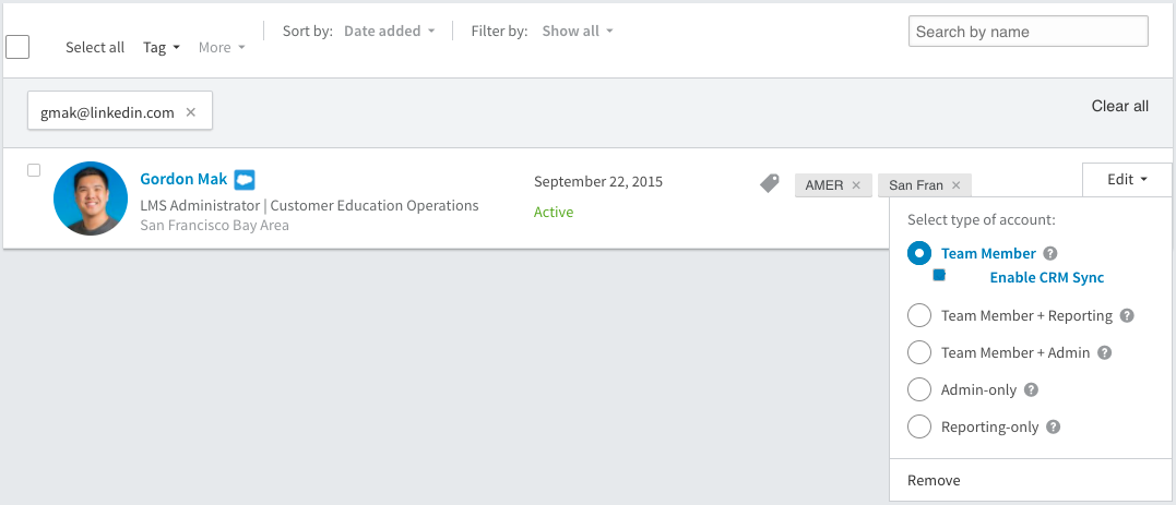 Image of Enable CRM Sync button