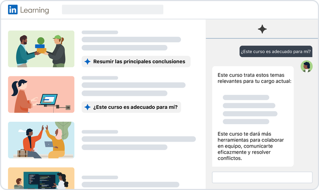 Ilustración de la interfaz de LinkedIn Learning