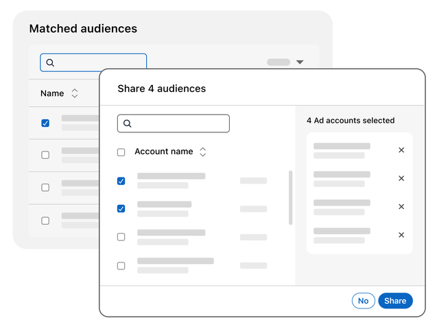 Interface for sharing matched advertising audiences