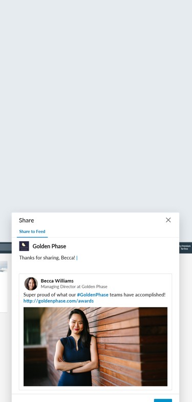 Animated example of how to re-share relevant members posts