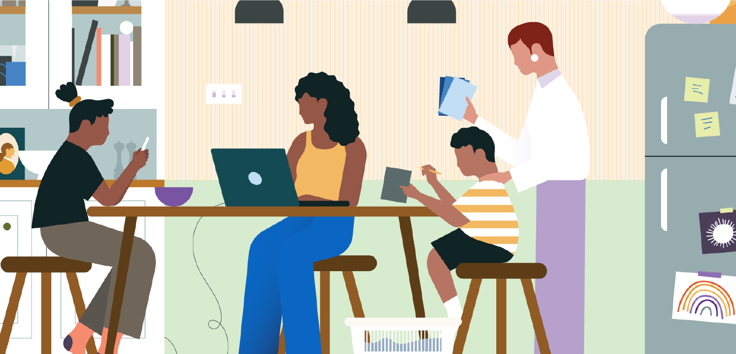 Family sitting at table