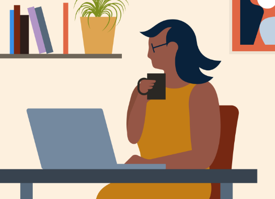 Illustration of a professional working on a computer